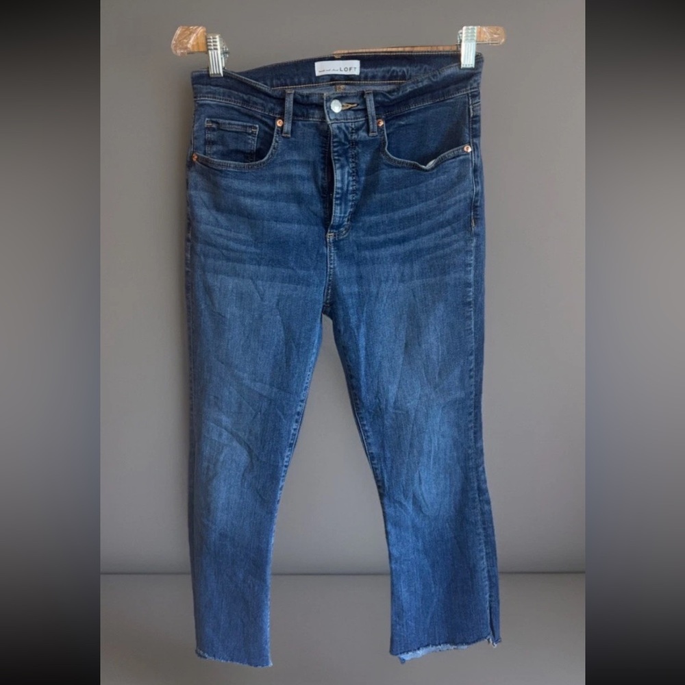 Loft Jeans Size 6 Womens Blue Pants Stretch Mid Rise Modern Kick Cropped